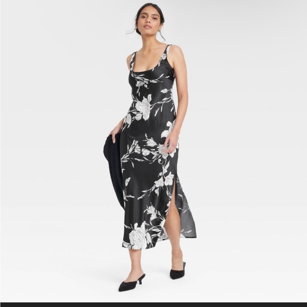 Black Floral Maxi Slip Dress